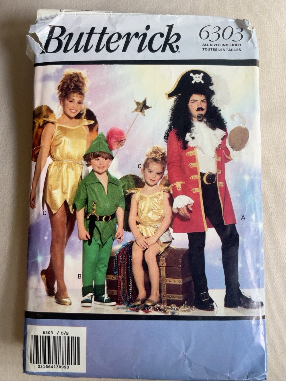 Vintage 90s Butterick 6303 Peter Pan Captain Hook Tinker Bell Costume Pattern